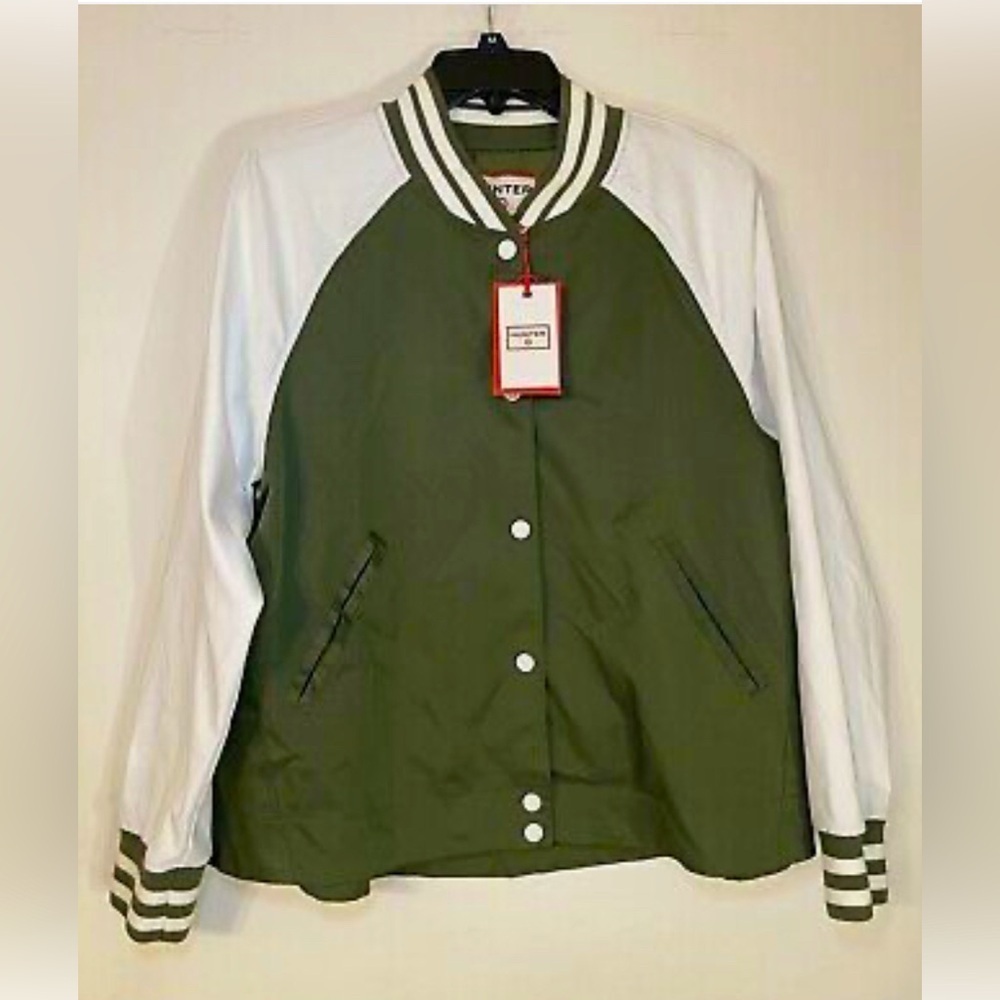 Hunter Target Olive Green White Varsity Swing Jacket Womens Size XL NEW